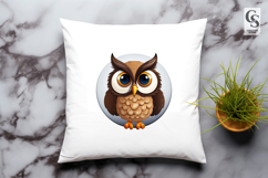 Cute Brown Owl Faces Clipart Sublimation PNG Product Image 3