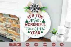It's The Most Wonderful Time Of The Year Round Sign SVG Product Image 2