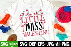 Little Miss Valentine SVG Cut File,Valentine's Day SVG Product Image 2
