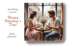 Valentine's Day watercolor greeting card set. Product Image 3