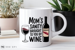 Funny Mom Wine Quote With Glass And Bottle PNG Product Image 3
