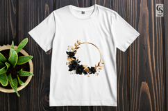 Elegant Black Gold Floral Wreath Clipart Sublimation PNG Product Image 2