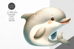 Ocean clipart, Dolphin clipart, Watercolor clipart Product Image 1