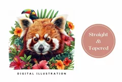 Red Panda Tumbler Wrap, Tropical Flowers Tumbler Template Product Image 3