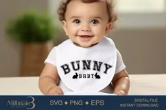 Easter Saying Bunny Baby SVG PNG | Baby Shower SVG Bunny Product Image 3