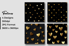 Golden Hearts Pattern Digital Paper Product Image 3