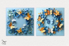 Wreath of paper flowers digital paper, background clipart Product Image 3