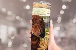 Stained Glass Dachshund and Sunflowers Tumbler Sublimation Product Image 3