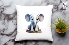 Cute Baby Elephant Sitting Clipart Sublimation PNG Product Image 3