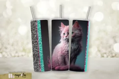 PINK CAT tumbler wrap sublimation design png Product Image 1