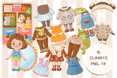 Girl Paper Doll Papercut. Children&#039;s cliparts Product Image 3