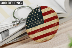 4Th Of July Flag Keychain Sublimation - Round Keychain PNG Product Image 1