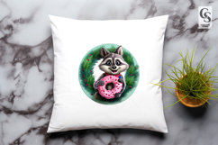 Cute Raccoon Donut Clipart PNG Product Image 3