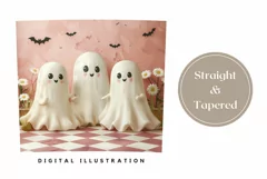3D Halloween Tumbler Wrap, Cute Ghosts Tumbler, Ghosts PNG Product Image 3