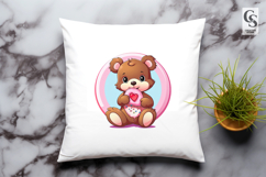Cute Teddy Bear with Heart Clipart Sublimation Png Product Image 3