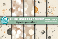 Neutral Newborn Baby Nursery Digital Paper Background PNG Product Image 1