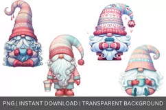 Watercolor gnomes clipart, Coffee gnome pastel Clipart Product Image 3