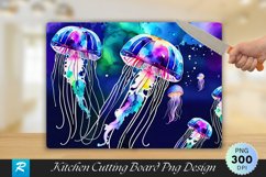 Neon Jellyfish Cutting Board Sublimation Design Product Image 1