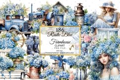 Big Country Vintage Blue Ice Farmhouse Watercolor Clipart Product Image 1