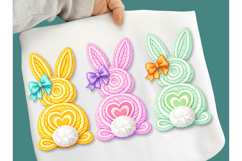 Happy Easter PNG Coquette Easter Bunny, Faux yarn Bunny PNG Product Image 1
