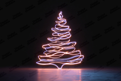 Neon Light Christmas Tree Art Modern Holiday Decor Design Product Image 1