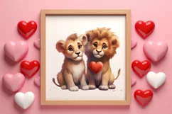 Couple Animal Valentines Day Clipart, Watercolor Couple Product Image 3