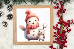 Pink Christmas Snowman Clipart, Christmas PNG Product Image 3