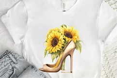 Sunflower High Heel Watercolor PNG Clipart Product Image 3