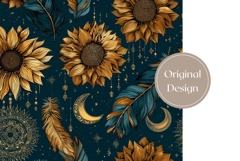 Sunflowers Tumbler Design, Boho Tumbler, Moon PNG Product Image 3