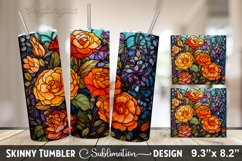 Stained Glass Halloween Flowers Tumbler| 20oz Skinny Tumbler Product Image 1
