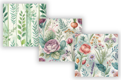 Watercolor Garden Seamless Pattern Bundle, Cottagecore Product Image 3