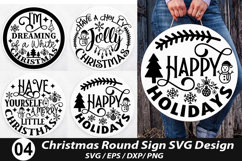 Christmas Round Sign SVG Design - I&#039;m Dreaming of a White Product Image 1