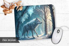 Frosted Elegance A Crystal Wolf Diamond Forest Mouse Pad PNG Product Image 1