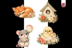 Whimsical Spring Meadow Animals Watercolor Clipart Bundle Product Image 3