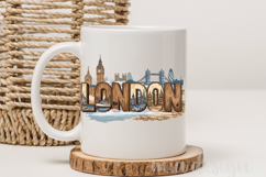 London England PNG, Vintage Big Ben City Skyline Sublimation Product Image 3
