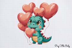 Peeking Dinosaur Valentines Day Clipart PNG Product Image 1
