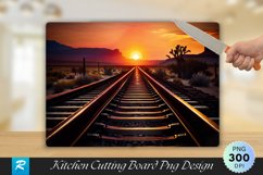 Railway Track With Sunset Cutting Board Sublimation Design Product Image 1