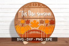 Tis the Season Football Fall Round Sign SVG Product Image 3