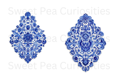 Blue Toile, Ephemera, PNG, Clipart, Junk Journal, flowers Product Image 3