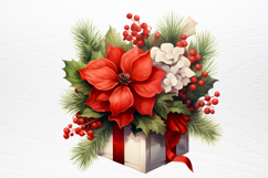 Vintage Floral Christmas Clipart PNG Product Image 3