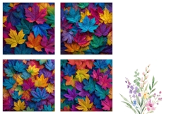 Fall Leaves Square Coasters, Autumn Square Coaster Design Product Image 3