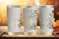 Tumbler laser svg| 20oz Tumbler Fall Floral Pumpkin Product Image 3