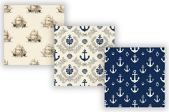 Vintage Nautical Digital Paper Pack, Coastal Maritime Product Image 4