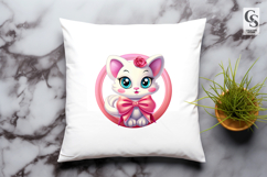 Cute Bow Kitty Clipart Sublimation PNG Product Image 3