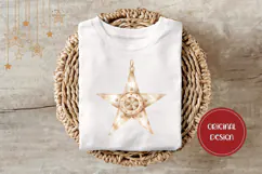 Boho Christmas Star Illustration, Gold Christmas Star PNG Product Image 3