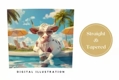 Funny Cow Tumbler Sublimation Design, Cow in Sunglasses PNG Product Image 3