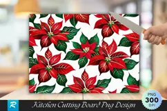 Rich Poinsettia Floral Christmas Cutting Board PNG Design Product Image 1