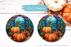 Stained Glass Car Coaster Design, Fall Pumpkins Sublimation Product Image 3