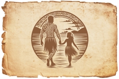Tribal Silhouette Father and Daughter Product Image 8