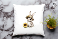 Bunny with Sunflower Hat Clipart PNG Product Image 3